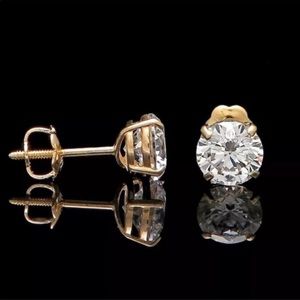 2.0 Ct 14K Yellow Gold Screwback Studs